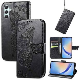 For Samsung Galaxy A34 5G Butterfly Love Flower Embossed Leather Phone Case(Black)