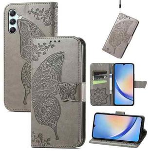 For Samsung Galaxy A34 5G Butterfly Love Flower Embossed Leather Phone Case(Gray)