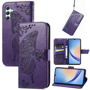 For Samsung Galaxy A34 5G Butterfly Love Flower Embossed Leather Phone Case(Purple)