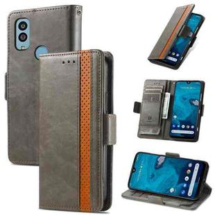 For Kyocera Android One S10 CaseNeo Splicing Dual Magnetic Buckle Leather Phone Case(Gray)