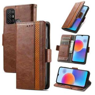 For ZTE Blade A52 CaseNeo Splicing Dual Magnetic Buckle Leather Phone Case(Brown)