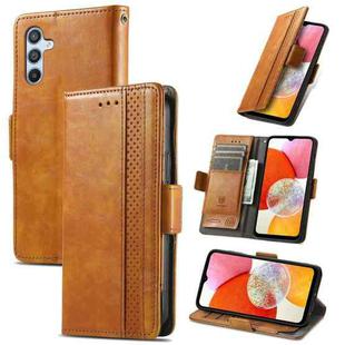 For Samsung Galaxy A14 4G CaseNeo Splicing Dual Magnetic Buckle Leather Phone Case(Khaki)