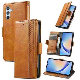 For Samsung Galaxy A34 5G CaseNeo Splicing Dual Magnetic Buckle Leather Phone Case(Khaki)