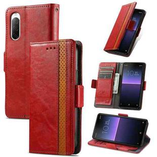 For Sony Xperia 10 II CaseNeo Splicing Dual Magnetic Buckle Leather Phone Case(Red)