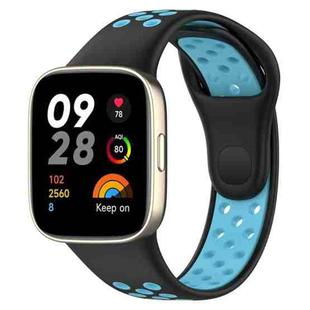 For Redmi Watch 3 Sports Two-Color Silicone Watch Band(Black+Blue)