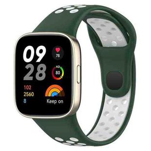 For Redmi Watch 3 Sports Two-Color Silicone Watch Band(Dark Green+White)
