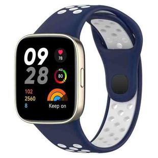 For Redmi Watch 3 Lite Sports Two-Color Silicone Watch Band(Dark Blue+White)