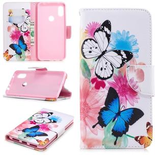Colored Drawing Pattern Horizontal Flip Leather Case for Xiaomi Redmi Note6&Note6Pro,with Holder & Card Slots & Wallet(Two Butterflies)