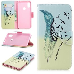 Colored Drawing Pattern Horizontal Flip Leather Case for Xiaomi Redmi Note6&Note6Pro,with Holder & Card Slots & Wallet(Feather Bird)