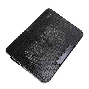 N99 USB Dual Fan Hollow Carved Design Heat Dissipation Laptop Cooling Pad(Black)
