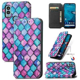 For Kyocera Android One S10 CaseNeo Colorful Magnetic Leather Phone Case(Purple Scales)