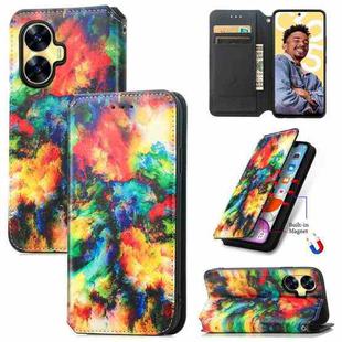 For Realme C55 CaseNeo Colorful Magnetic Leather Phone Case(Colorful Cloud)