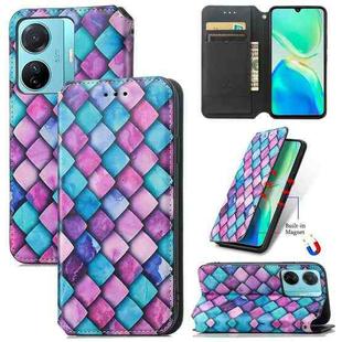 For vivo S15e CaseNeo Colorful Magnetic Leather Phone Case(Purple Scales)