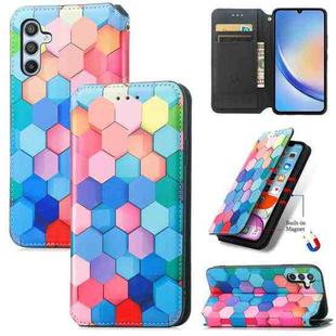 For Samsung Galaxy A34 5G CaseNeo Colorful Magnetic Leather Phone Case(Colorful Cube)