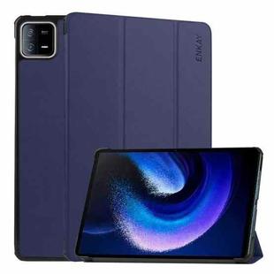 For Xiaomi Pad 6 / Pad 6 Pro ENKAY Tri-fold Custer Texture Leather Stand Smart Case(Dark Blue)