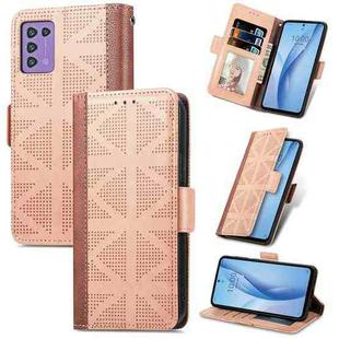 For ZTE Libero 5G III Grid Leather Flip Phone Case(Khaki)