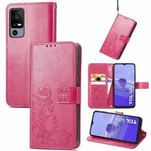 For TCL 40R Four-leaf Clasp Embossed Buckle Leather Phone Case(Rose)