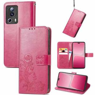 For Xiaomi 13 Lite Four-leaf Clasp Embossed Buckle Leather Phone Case(Rose)
