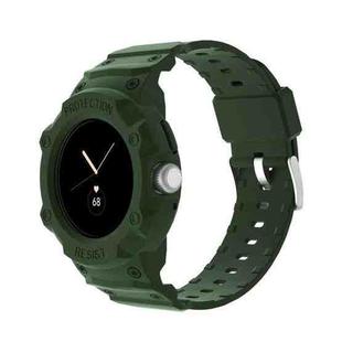 For Google Pixel Watch JUNSUNMAY Integrated TPU Adjustable Elastic Watch Band(Army Green)