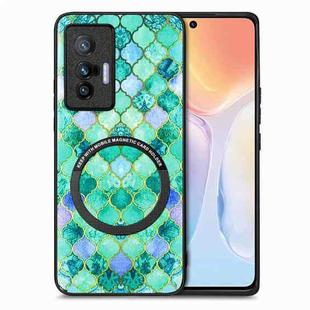 For vivo X70 Colored Drawing Leather Skin Magnetic Back Cover Phone Case(Emerald)