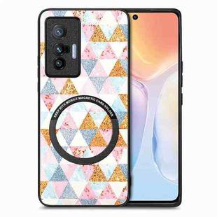For vivo X70 Colored Drawing Leather Skin Magnetic Back Cover Phone Case(Rhombus)