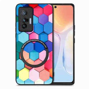 For vivo X70 Colored Drawing Leather Skin Magnetic Back Cover Phone Case(Colorful Cube)