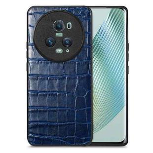 For Honor Magic5 Pro Crocodile Grain Leather Back Cover Phone Case(Blue)