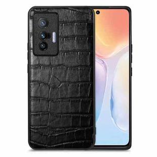 For vivo X70 Crocodile Grain Leather Back Cover Phone Case(Black)