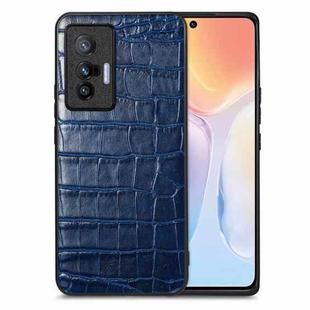 For vivo X70 Crocodile Grain Leather Back Cover Phone Case(Blue)