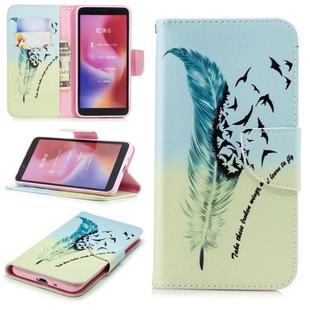 Colored Drawing Pattern Horizontal Flip Leather Case for Xiaomi Redmi 6 & 6A, with Holder & Card Slots & Wallet(Feather Bird)