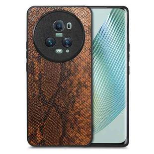 For Honor Magic5 Pro Snakeskin Leather Back Cover Phone Case(Brown)