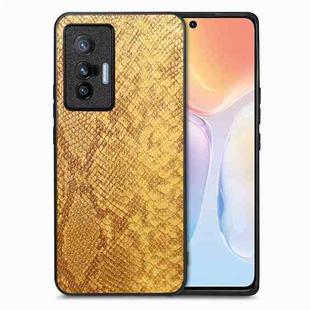 For vivo X70 Snakeskin Leather Back Cover Phone Case(Yellow)