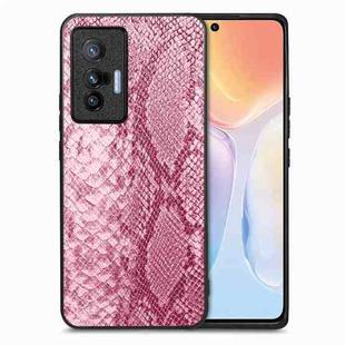 For vivo X70 Snakeskin Leather Back Cover Phone Case(Pink)