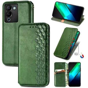 For Infinix Note 12 G96 Cubic Grid Pressed Magnetic Leather Phone Case(Green)