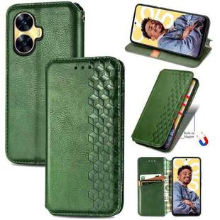 For Realme C55 Cubic Grid Pressed Magnetic Leather Phone Case(Green)