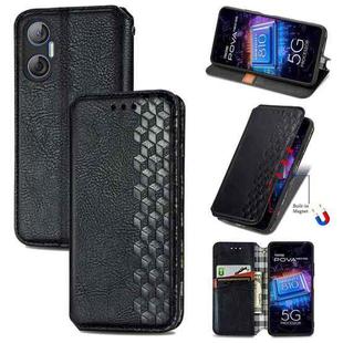 For Tecno Pova Neo 5G Cubic Grid Pressed Magnetic Leather Phone Case(Black)