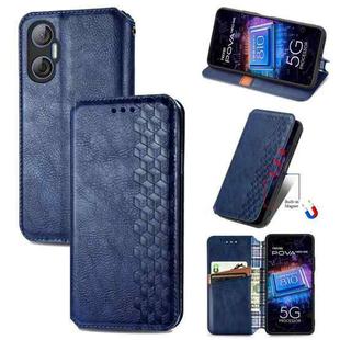 For Tecno Pova Neo 5G Cubic Grid Pressed Magnetic Leather Phone Case(Blue)