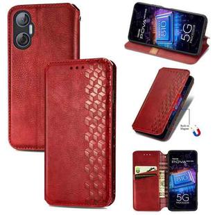 For Tecno Pova Neo 5G Cubic Grid Pressed Magnetic Leather Phone Case(Red)