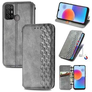 For ZTE Blade A52 Cubic Grid Pressed Magnetic Leather Phone Case(Gray)