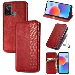 For ZTE Blade A52 Cubic Grid Pressed Magnetic Leather Phone Case(Red)
