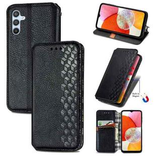 For Samsung Galaxy A14 4G Cubic Grid Pressed Magnetic Leather Phone Case(Black)