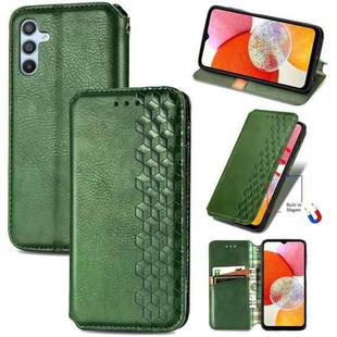 For Samsung Galaxy A14 4G Cubic Grid Pressed Magnetic Leather Phone Case(Green)