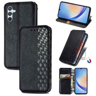 For Samsung Galaxy A34 5G Cubic Grid Pressed Magnetic Leather Phone Case(Black)