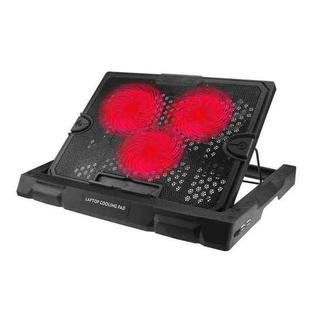 S300 3 Fan Adjustable Wind Speed Desktop Laptop Cooling Pad with Holder(Red)