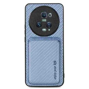 For Honor Magic5 Pro Carbon Fiber Leather Card Magsafe Magnetic Phone Case(Blue)