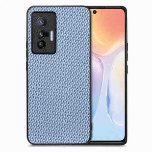 For vivo X70 Carbon Fiber Texture Leather Back Cover Phone Case(Blue)