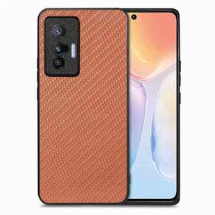 For vivo X70 Carbon Fiber Texture Leather Back Cover Phone Case(Brown)