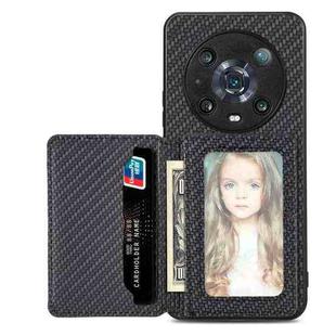 For Honor 80 Carbon Fiber Magnetic Card Bag Phone Case(Black)