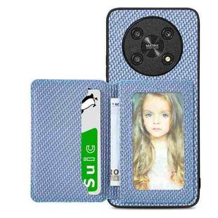 For Honor Magic4 Lite Carbon Fiber Magnetic Card Bag Phone Case(Blue)