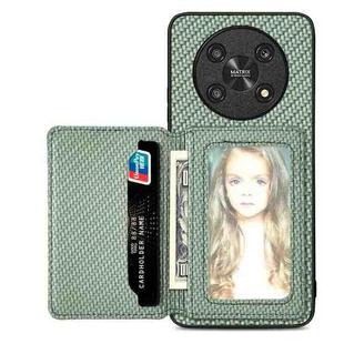 For Honor Magic4 Lite Carbon Fiber Magnetic Card Bag Phone Case(Green)